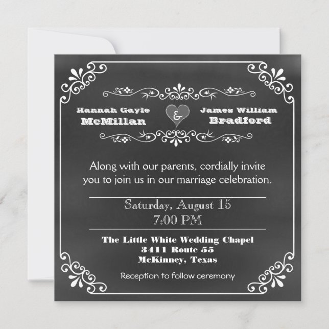 Invitation Timpographie Chalk Board Look Mariage (Devant)