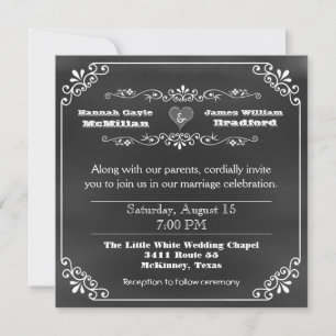 Invitation Timpographie Chalk Board Look Mariage