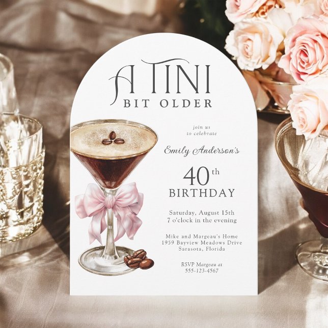 Invitation Tini Bit Ancien Espresso Martini 40e anniversaire (Créateur téléchargé)