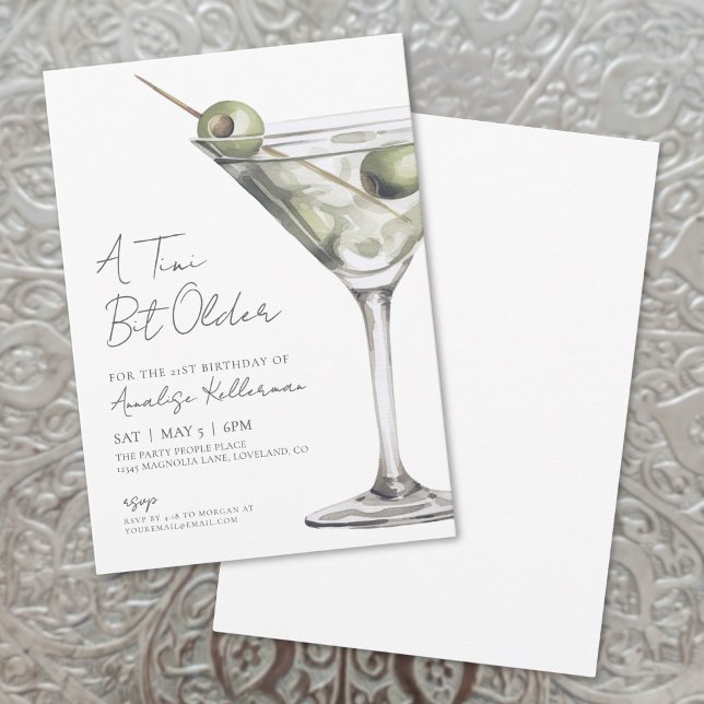 Invitation Tini Bit Ancien Martini Adulte Anniversaire (Tini Bit Older Martini Adult Birthday Party Invitation)