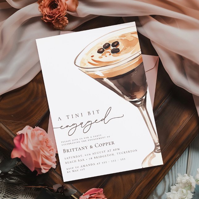 Invitation Tini Bit Engagé Espresso Martini Partie d'engageme (Créateur téléchargé)