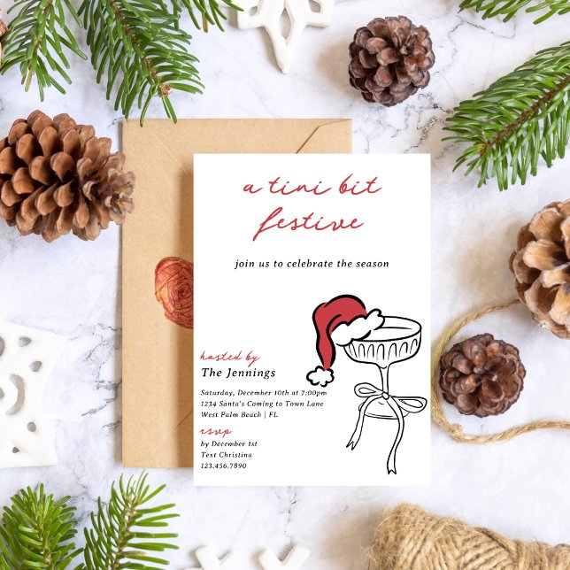 Invitation Tini Bit Festive Martini Fête de Cocktail de Noël (Créateur téléchargé)