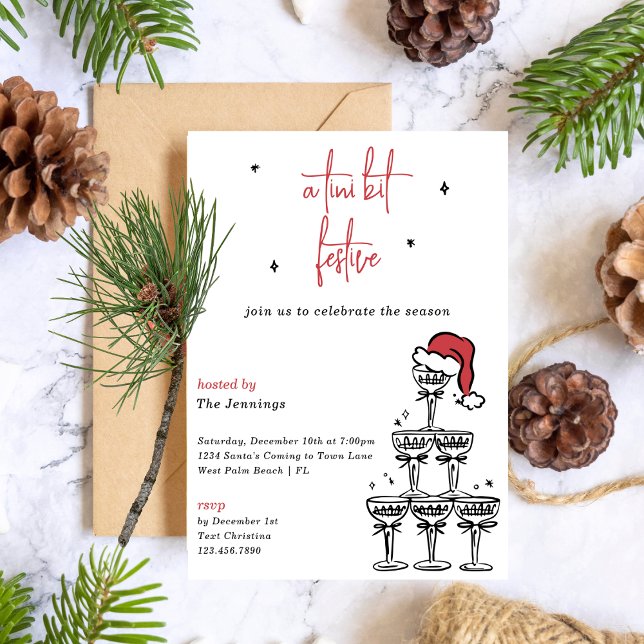 Invitation Tini Bit Festive Martini Fête de Cocktail de Noël (Créateur téléchargé)
