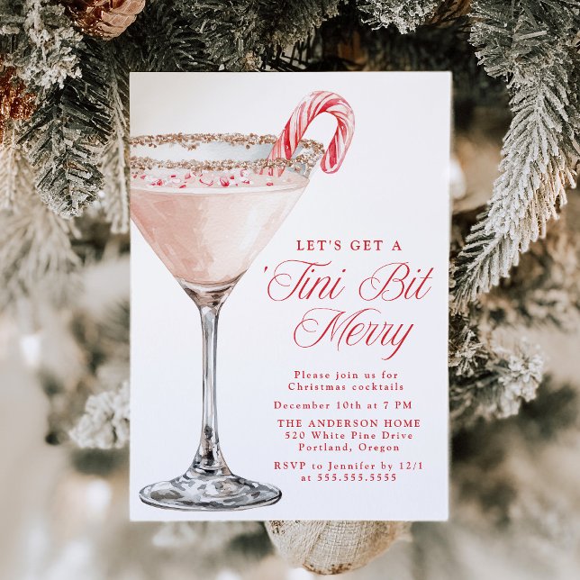 Invitation 'Tini Bit Merry Candy Cane Martini Fête de Noël (Créateur téléchargé)