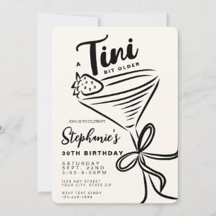 Invitation Tini Bit noir et blanc tendance Plus de 30e annive