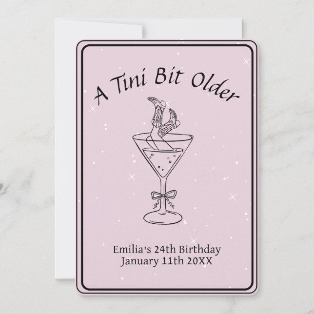 Invitation Tini Bit Older - Boots & Drink Theme (Devant)