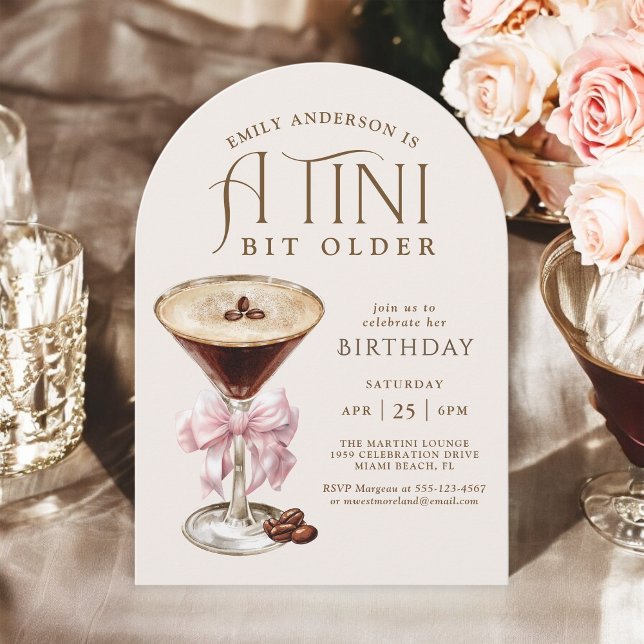 Invitation Tini Bit Older Espresso Martini Anniversaire pour  (Available in both printed and instant download digital formats.)