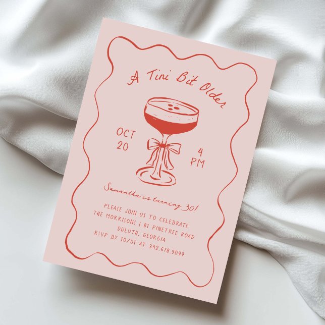 Invitation Tini Bit Older Espresso Martini Gribouillage Anniv (A Tini bit Older espresso martini 30th birthday party invitation in hand-drawn doodle style.)