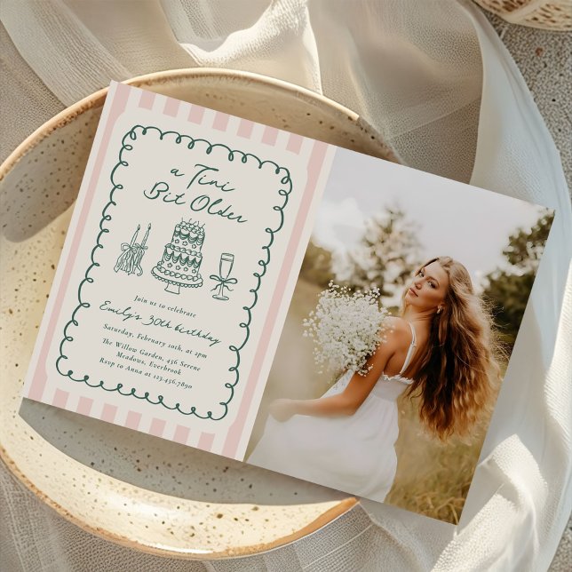 Invitation Tini Bit Older Hand Drawn 30th Birthday Photo (Créateur téléchargé)