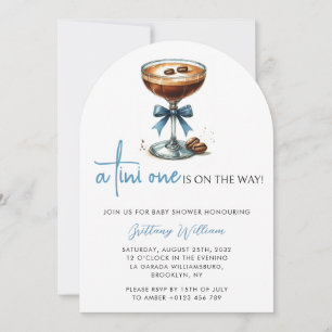 Invitation Tini One Baby shower Blue Bow Arch