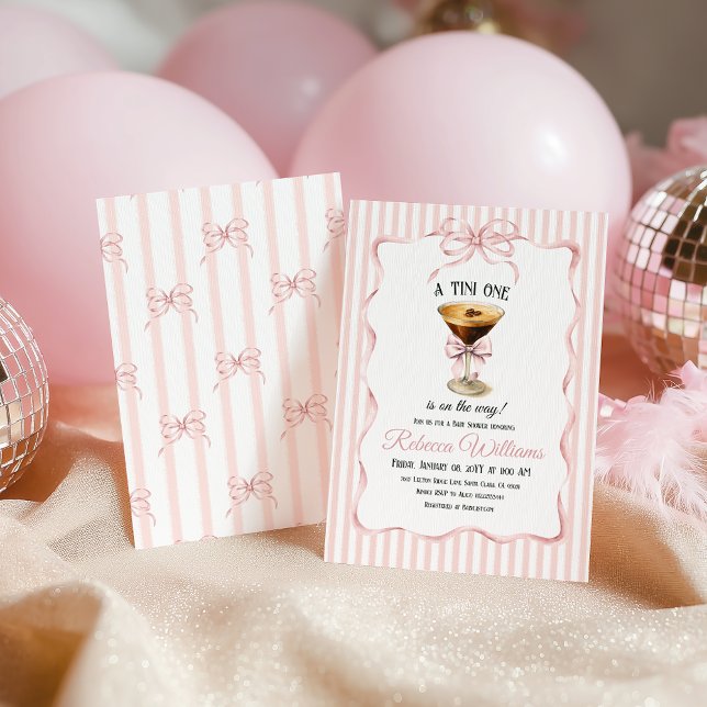Invitation Tini One Bow Café Martini Espresso Baby Shower (Créateur téléchargé)