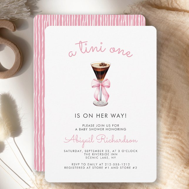 Invitation Tini One Espresso Martini Baby shower fille rose (Créateur téléchargé)