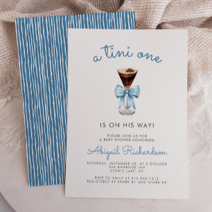 Invitation Tini One Espresso Martini Blue Boy Baby Shower
