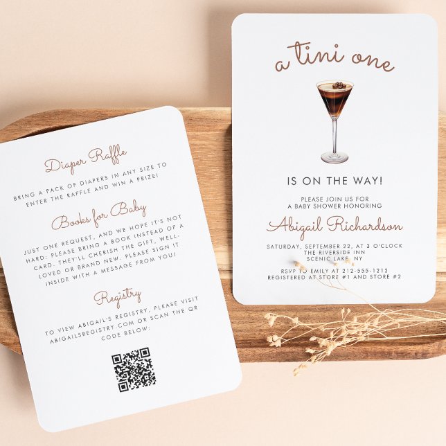 Invitation Tini One Espresso Martini Code QR Baby shower (Créateur téléchargé)
