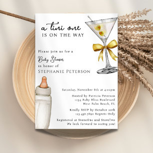 Invitation Tini One Est Sur Le Chemin Baby shower Martini Jau