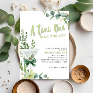 Invitation Tini one martini vert genre neutre baby shower