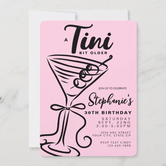 Invitation Tini Tini Bit noir tendance 30e anniversaire (Devant)