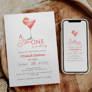 Invitation Tini Un Sur Le Chemin Aquarelle Martini Baby Showe