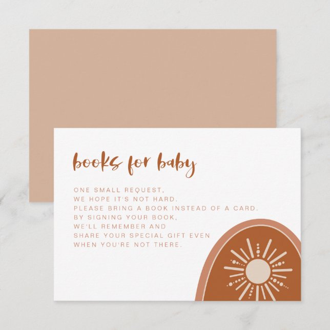 Invitation TINLEY Boho Terracotta Rainbow Books for Baby Card (Devant / Derrière)