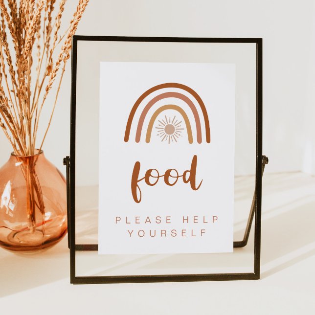 Invitation TINLEY Boho Terracotta Rainbow Food Table 5x7 Sign (Créateur téléchargé)
