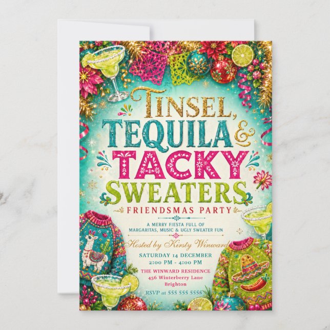Invitation Tinsel Tequila Chemises Ringardes Fête de Friendsm (Devant)