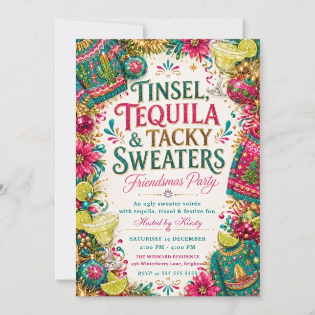 Invitation Tinsel Tequila Chemises Ringardes Fête de Friendsm (Devant)