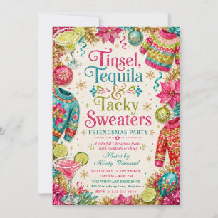 Invitation Tinsel Tequila Taches Épaisses Fête de Noël entre 