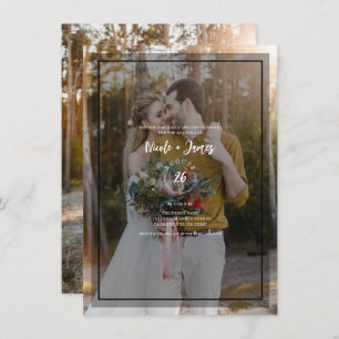 Invitation Tint de photo foncé superposition 3 Mariage minima