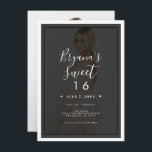 Invitation Tint foncé Tranche Bordure moderne Sweet 16<br><div class="desc">Customisez comme vous voulez. Une photo peut être ajoutée à l'avant et à l'arrière.</div>