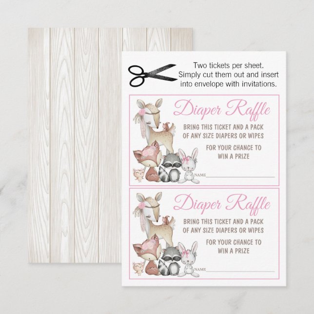Invitation Tirage au sort de couche pour filles Sweet Forest  (Devant / Derrière)