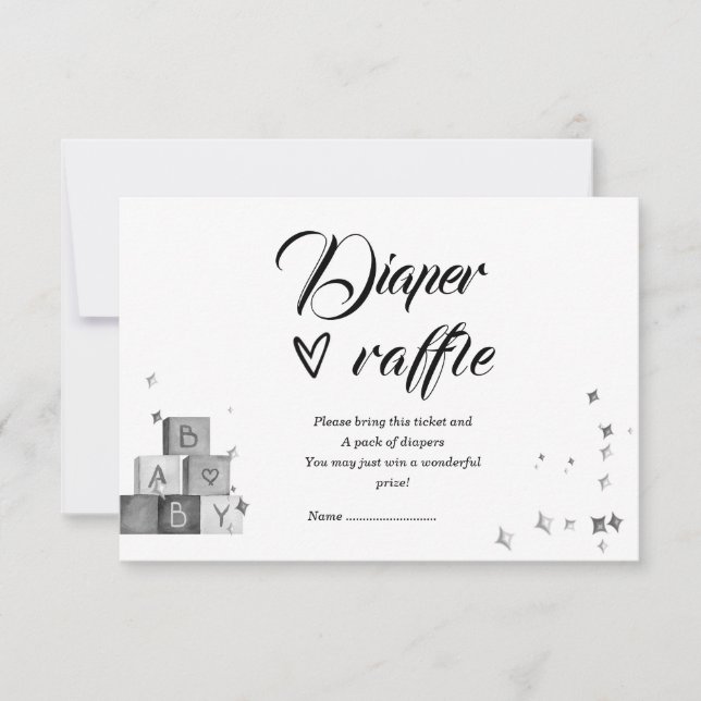 Invitation Tirage au sort de couches noir et blanc (Devant)