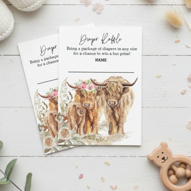 Invitation Tirage au sort de couches pour bébé Cow Highland S (Créateur téléchargé)