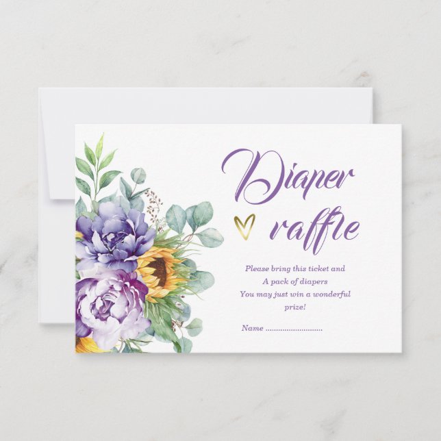 Invitation Tirage au sort de couches violet et jaune (Devant)