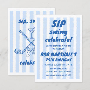 Invitation Tirage en typographie gras bleu pour les 75 ans av