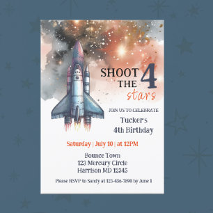 Invitation Tirez quatre Les étoiles Astronaut Quatrième anniv
