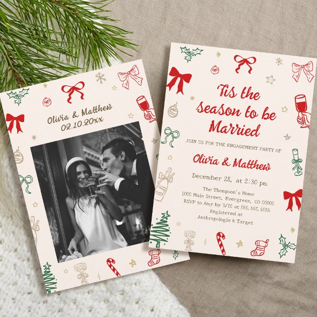 Invitation Tis the Season Christmas Engagement Party (Créateur téléchargé)
