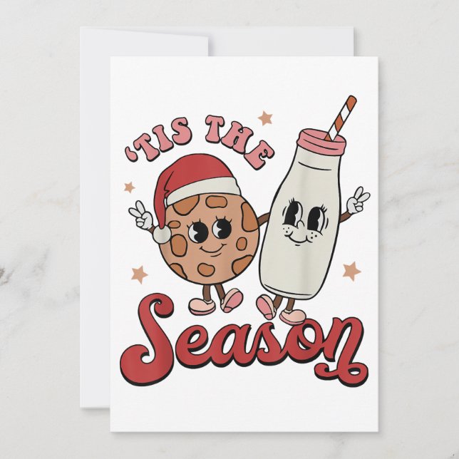 Invitation Tis The Season Cookies Milk Santa Hat Christmas Re (Devant)