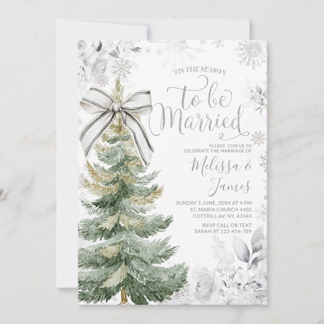 Invitation Tis the Season to be Married Silver Winter Wedding (Devant)
