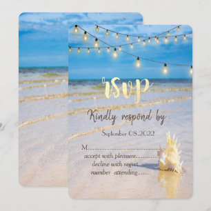 Invitation Tisser des lumières de chaîne de plage Coquillage