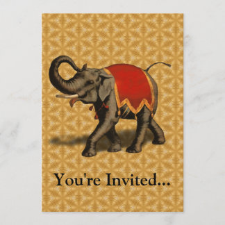 Invitation Tissu de l'éléphant d'Asie w/Red