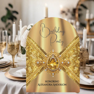 Invitation Tissu de luxe doré orné pour anniversaire élégant