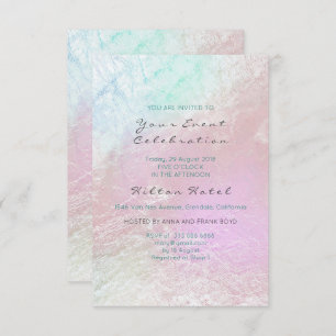 Invitation Tissu métallique prêtre rose violet pastel verre