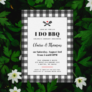 Invitation Tissu pique-nique noir et blanc I Do BBQ