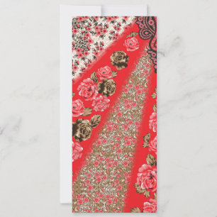 Invitation Tissu rouge éclatant avec floral complexe et