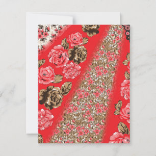 Invitation Tissu rouge éclatant avec floral complexe et