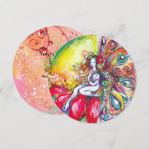 Invitation TITANIA ET FLEUR ROUGE, Étincelles Vert Jaune Rose