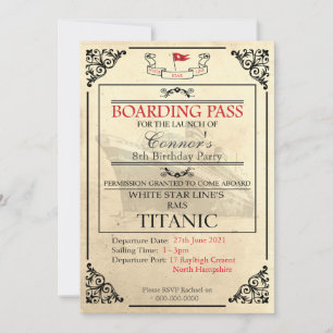 Invitation Titanic Boarding Pass