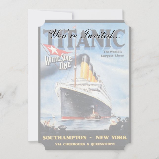 Invitation Titanic White Star Line - Le plus grand Liner du m (Devant)