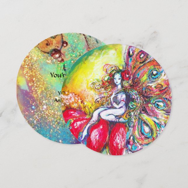 Invitation TITANIE ET FLEUVE ROUGE, Étincelles bleues Turquoi (Devant / Derrière)