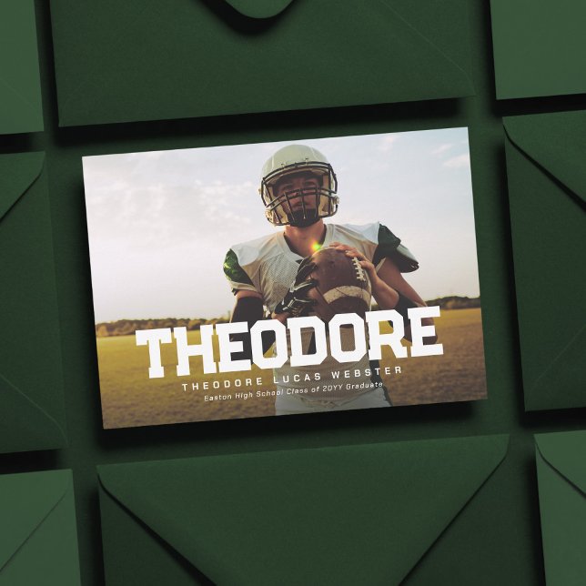 Invitation Titre en gras athlète diplômé diplôme en photo (Créateur téléchargé)